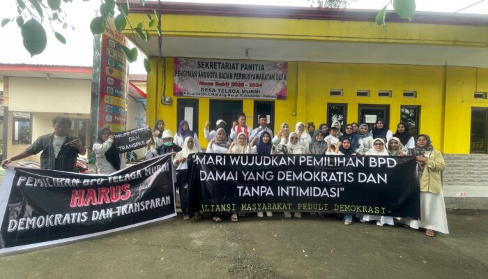 Warga Grudug Kantor BPD Telaga Murni, Tolak Penetapan DPT Pemilihan Berbau Nepotisme