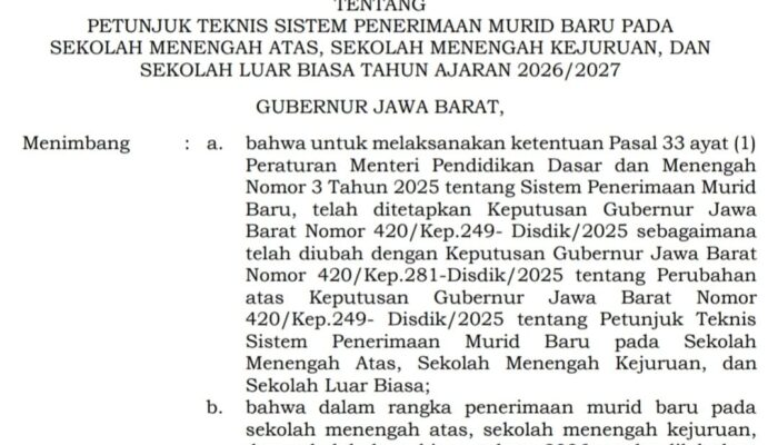 Juknis SPMB Jabar Dikritik Prematur, Nasib Siswa Dipertaruhkaan